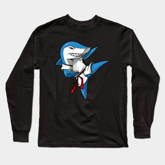 Karate Shark Long Sleeve T-Shirt by underheaven